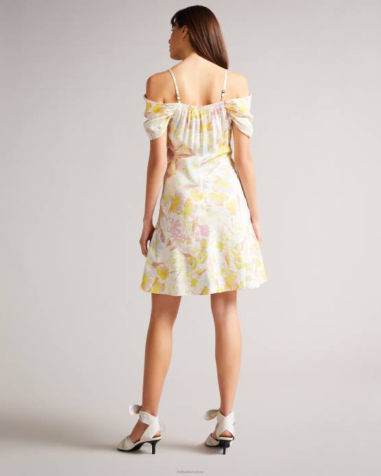 Ted Baker femmes 60VD490 vêtements Camily - Robe courte en satin avec col bénitier blanc