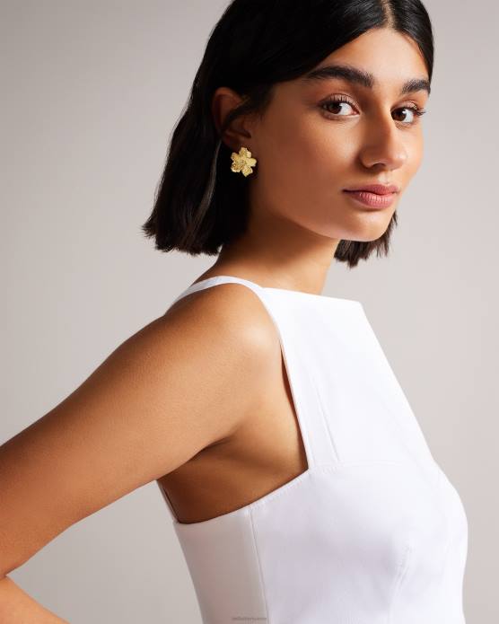 Ted Baker femmes 60VD495 vêtements robe mi-longue moulante Klarika blanc