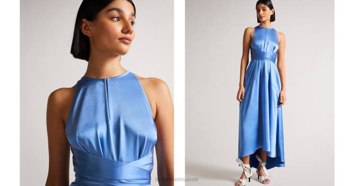 Ted Baker femmes 60VD498 vêtements robe dos nu haute et basse mmilly avec lien intégré bleu clair