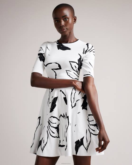 Ted Baker femmes 60VD505 vêtements robe patineuse en jacquard savina blanc