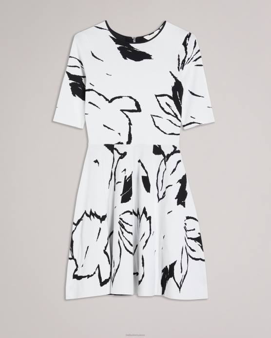 Ted Baker femmes 60VD505 vêtements robe patineuse en jacquard savina blanc