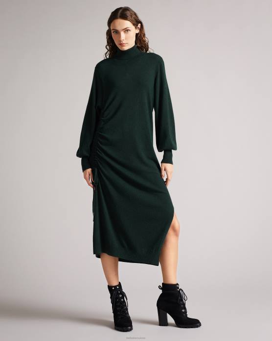 Ted Baker femmes 60VD530 vêtements aavvaa - robe en maille avec détails froncés sur les côtés vert