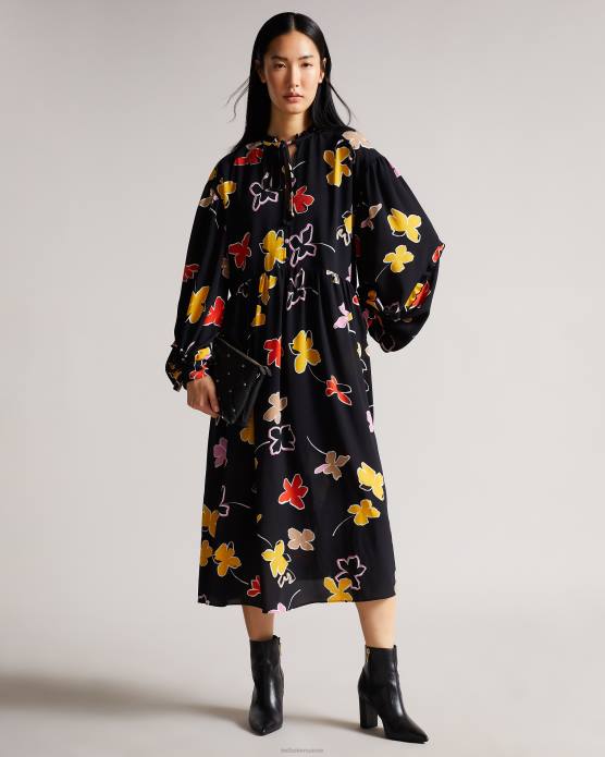 Ted Baker femmes 60VD538 vêtements Yviee New World - Robe midi oversize à volants noir