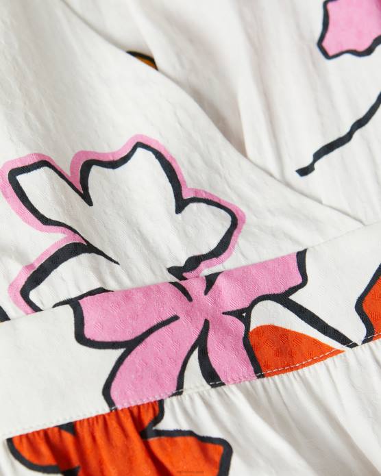 Ted Baker femmes 60VD544 vêtements Wesllie - Robe courte imprimée cache-cœur blanc