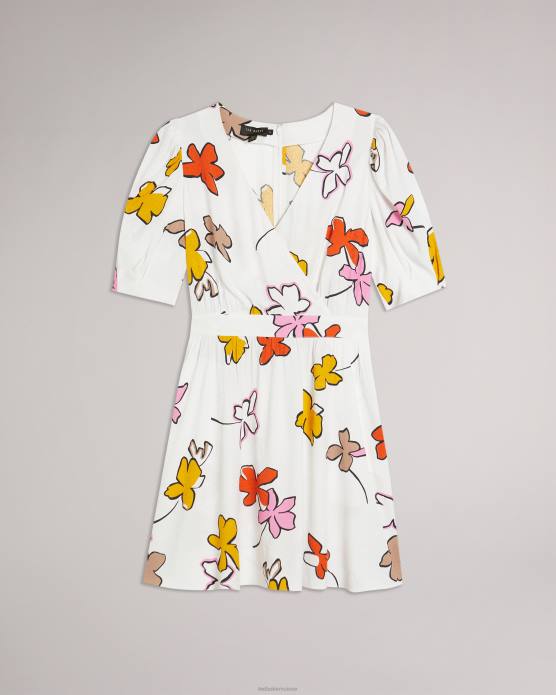 Ted Baker femmes 60VD544 vêtements Wesllie - Robe courte imprimée cache-cœur blanc