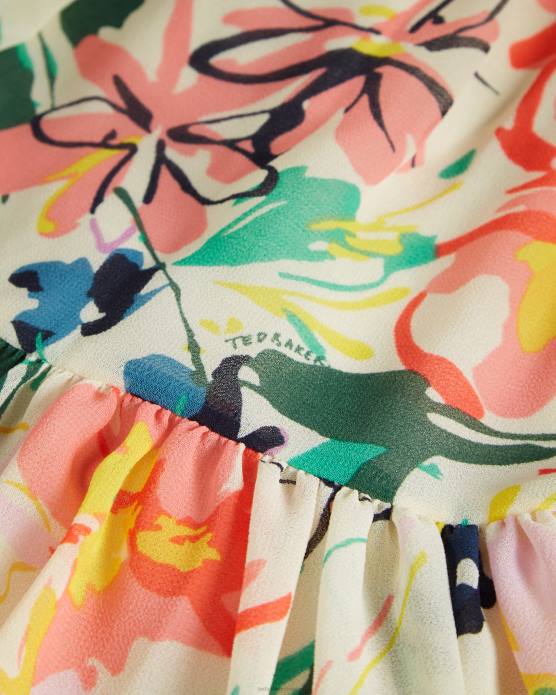 Ted Baker femmes 60VD564 vêtements robe longue à manches ballon kiyrie blanc