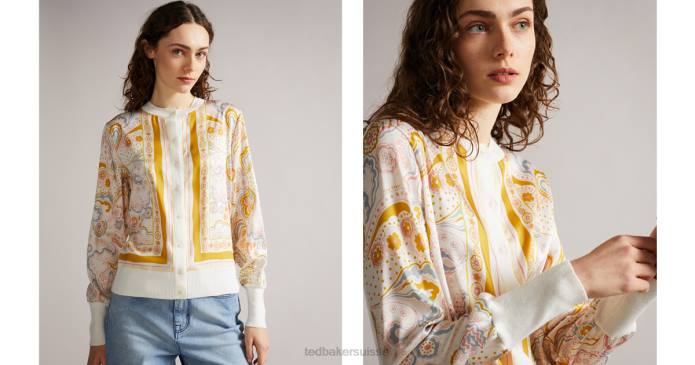 Ted Baker femmes 60VD510 vêtements Zorina - Cardigan tissé boutonné détaillé blanc