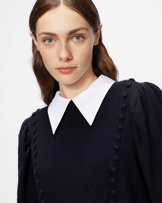 Ted Baker femmes 60VD632 vêtements aledina pull en maille avec col bleu marine foncé