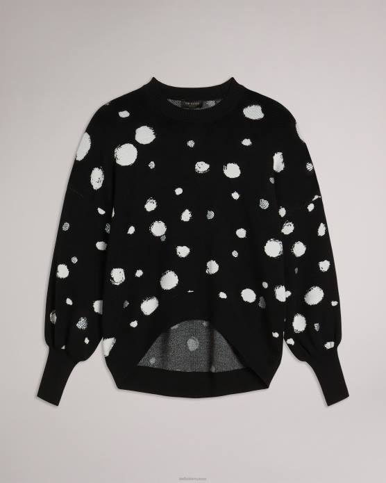 Ted Baker femmes 60VD635 vêtements ssaskia pull en maille jacquard à ourlet arrondi noir