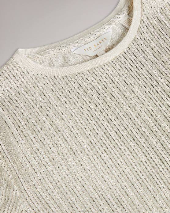 Ted Baker femmes 60VD516 vêtements catrino t-shirt ajusté métallisé Ivoire