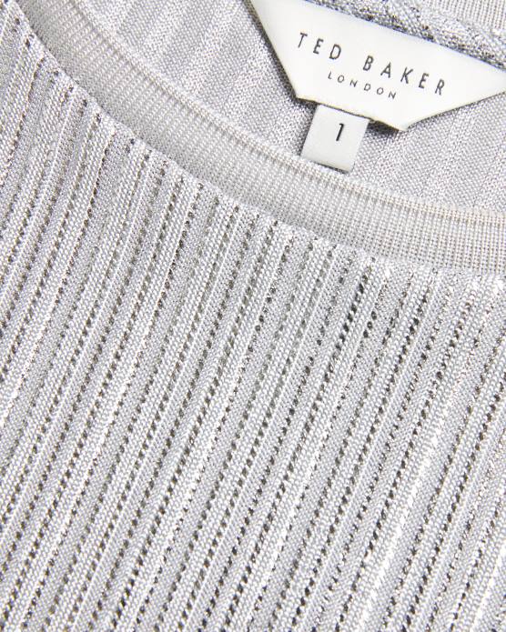 Ted Baker femmes 60VD556 vêtements catrino t-shirt ajusté métallisé argent