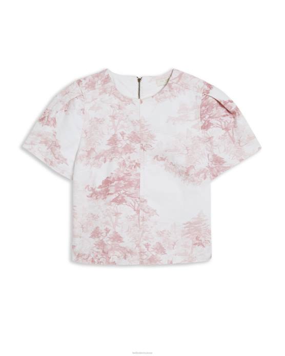 Ted Baker femmes 60VD571 vêtements Jonett - T-shirt court en jean avec bord brut rose moyen