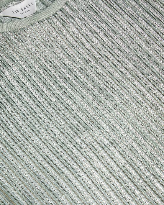 Ted Baker femmes 60VD609 vêtements catrino t-shirt ajusté métallisé pl-vert