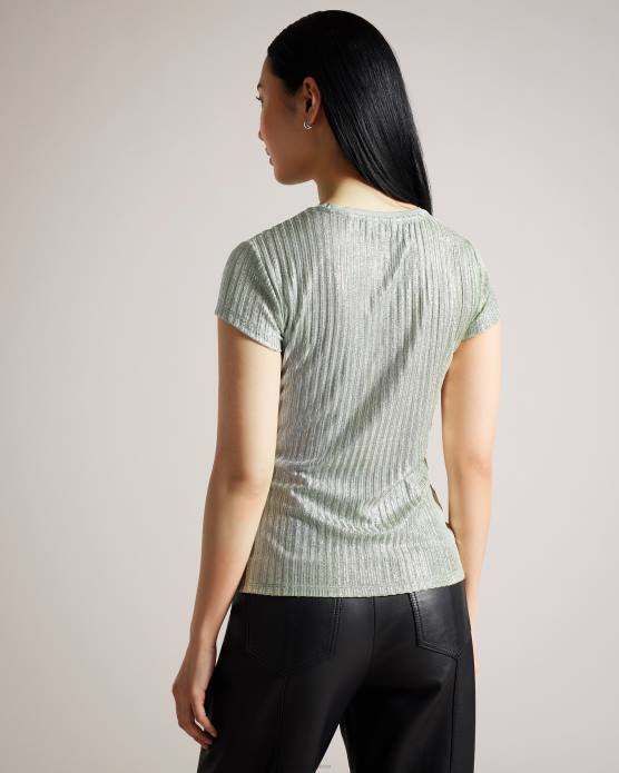 Ted Baker femmes 60VD609 vêtements catrino t-shirt ajusté métallisé pl-vert