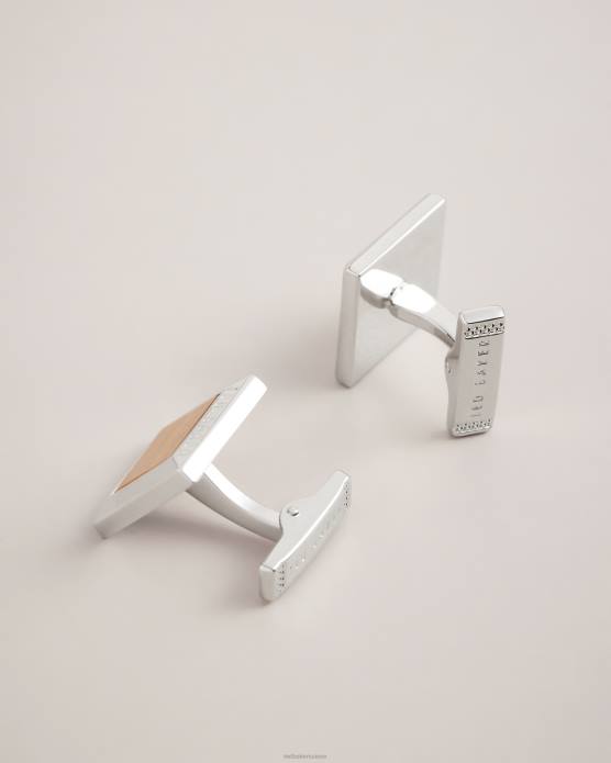 Ted Baker Hommes 60VD2035 accessoires boutons de manchette œil de tigre en cuivre couleur argent