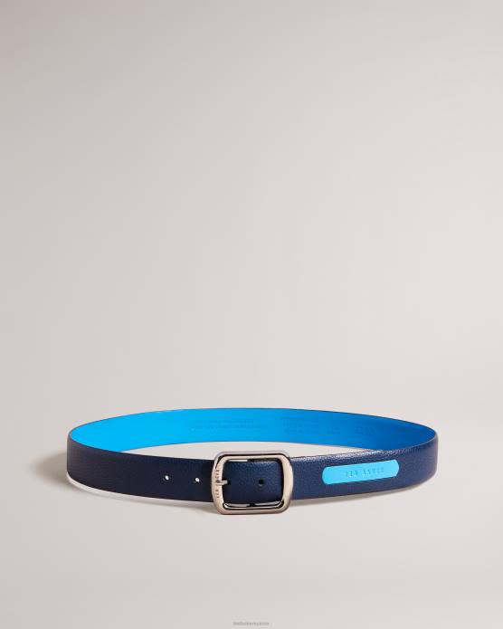 Ted Baker Hommes 60VD1983 accessoires Jaims - ceinture en cuir à détail contrastant marine