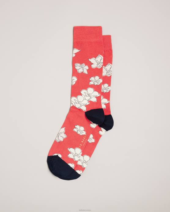 Ted Baker Hommes 60VD1969 accessoires chaussettes à fleurs brillantes britanniques orange