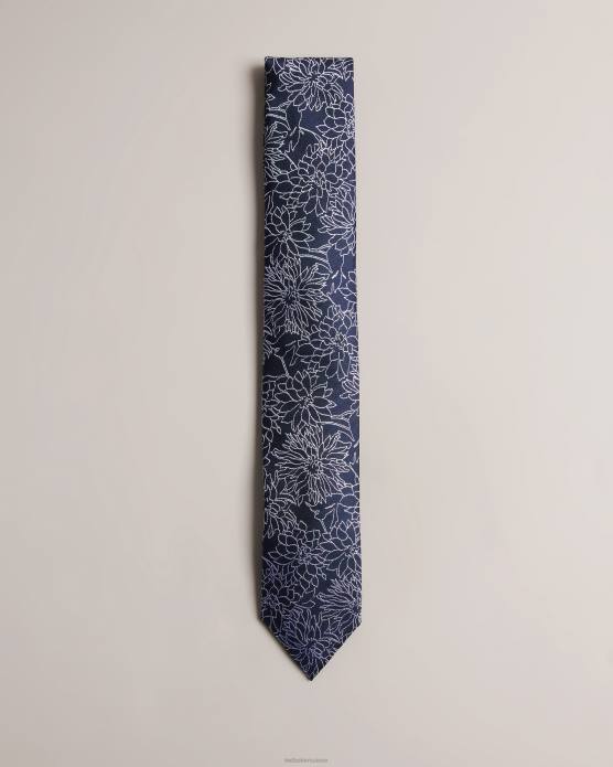 Ted Baker Hommes 60VD1917 accessoires cravate en soie jacquard fleurie belice marine