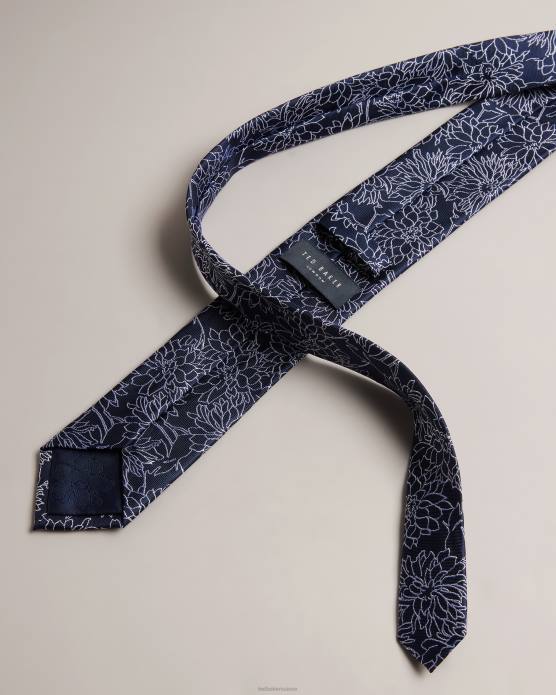 Ted Baker Hommes 60VD1917 accessoires cravate en soie jacquard fleurie belice marine