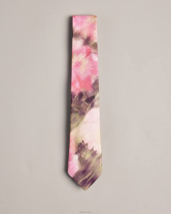 Ted Baker Hommes 60VD1919 accessoires cravate en soie floue à imprimé floral rose