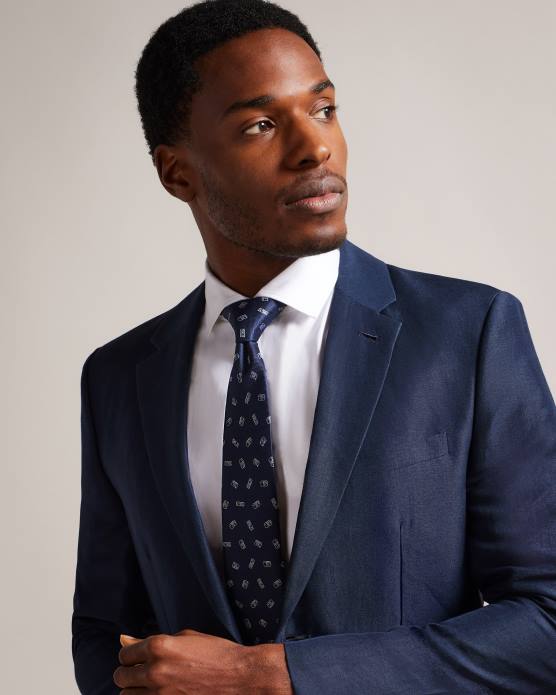 Ted Baker Hommes 60VD2000 accessoires cravate caméra jacquard hubert marine