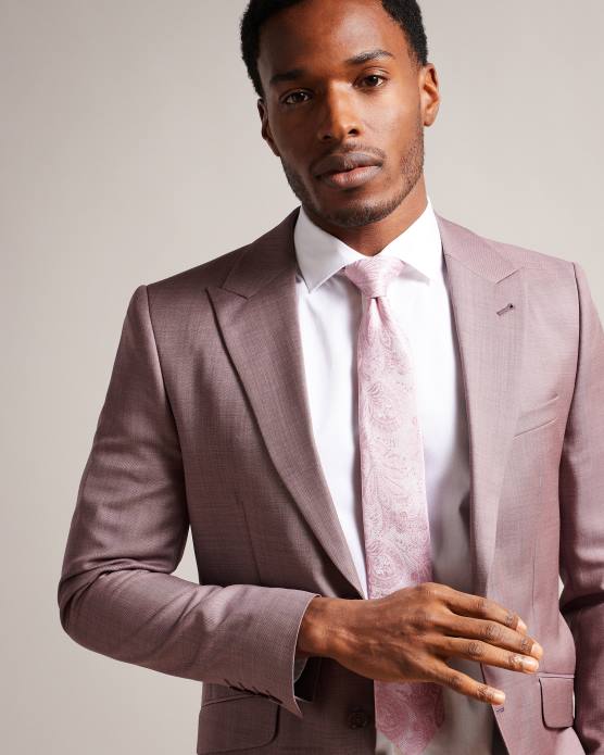 Ted Baker Hommes 60VD2040 accessoires cravate en soie à motif cachemire Meews rose sombre