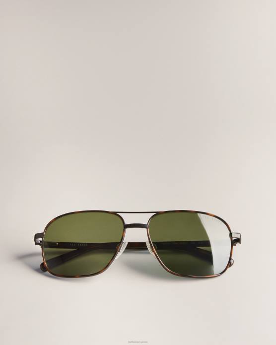 Ted Baker Hommes 60VD2013 accessoires lunettes de soleil aviateur carrées en métal sunrect écaille de tortue