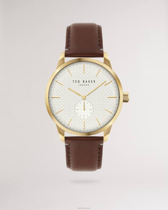 Ted Baker Hommes 60VD1875 accessoires montre mynet rétro bracelet en cuir lisse brun