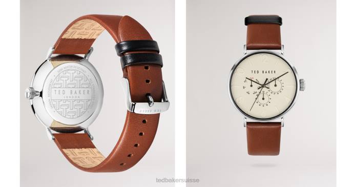 Ted Baker Hommes 60VD1911 accessoires montre multifonction wodd phylipa pour hommes avec bracelet en cuir brun