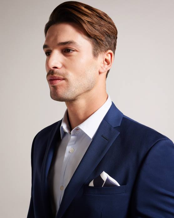 Ted Baker Hommes 60VD1839 accessoires pochette de costume en soie à logo épars Karson marine