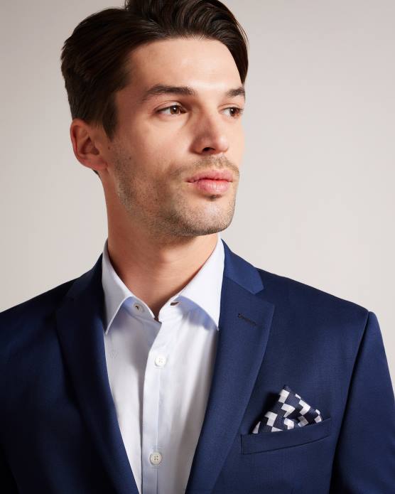 Ted Baker Hommes 60VD1991 accessoires pochette de costume en soie à imprimé géométrique Geopok marine