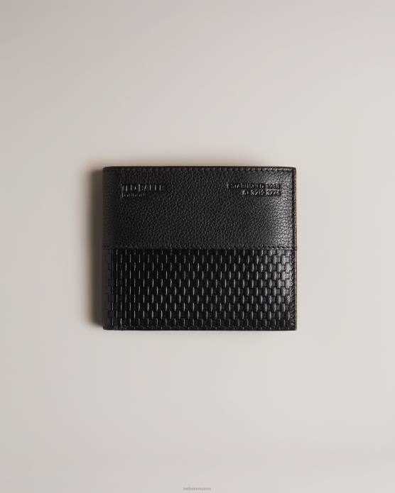 Ted Baker Hommes 60VD1897 accessoires portefeuille à deux volets à texture tissée Romul noir