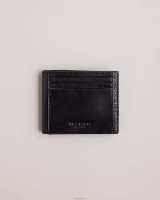 Ted Baker Hommes 60VD1939 accessoires portefeuille à deux volets en cuir ciré Finliy noir