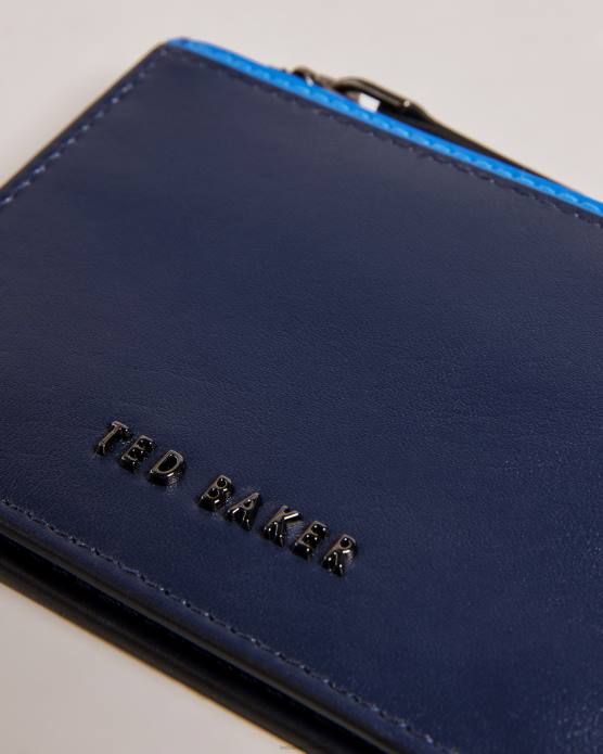 Ted Baker Hommes 60VD1948 accessoires porte-cartes finnis à détail contrastant marine