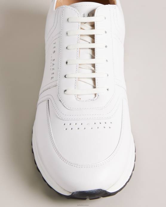 Ted Baker Hommes 60VD1866 chaussures baskets frayne en cuir saffiano blanc
