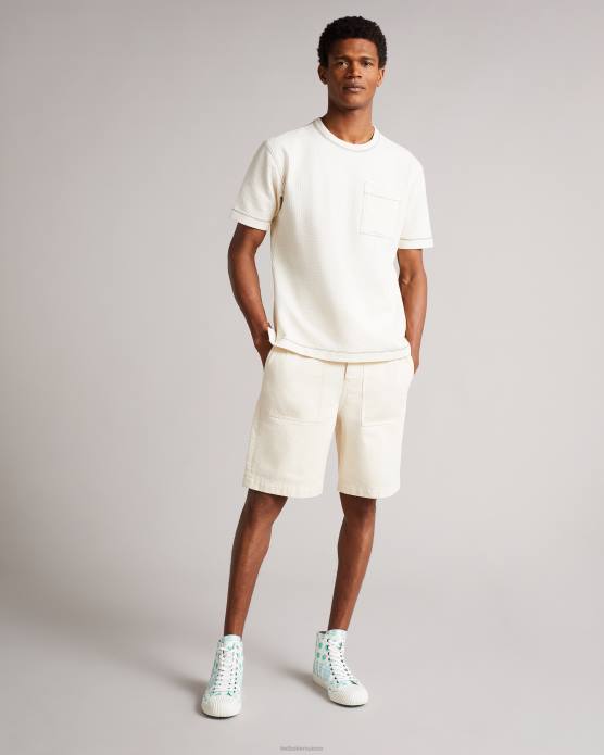 Ted Baker Hommes 60VD2087 chaussures sneaker montante en toile imprimée rranip blanc