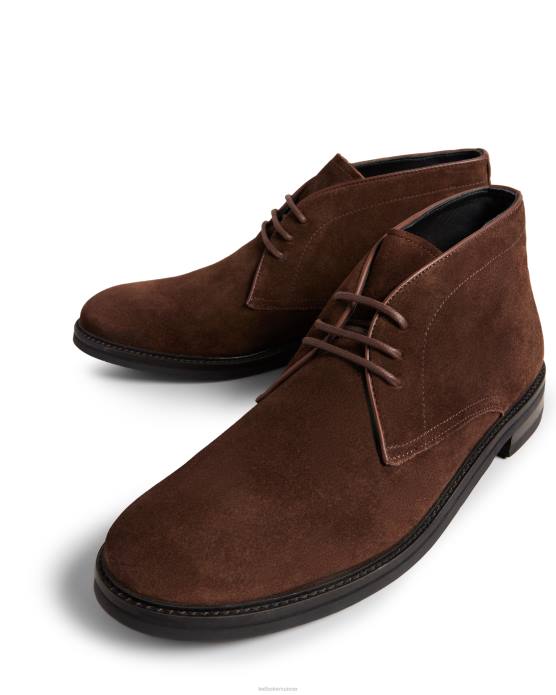 Ted Baker Hommes 60VD1792 chaussures Andrews - Bottines Chukka en daim à semelle boutonnée chocolat brun