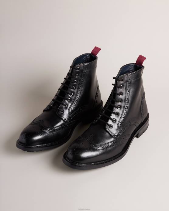 Ted Baker Hommes 60VD1800 chaussures bottes en cuir à lacets Wadelan noir