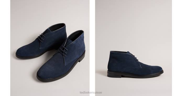 Ted Baker Hommes 60VD1803 chaussures Andrews - Bottines Chukka en daim à semelle boutonnée marine
