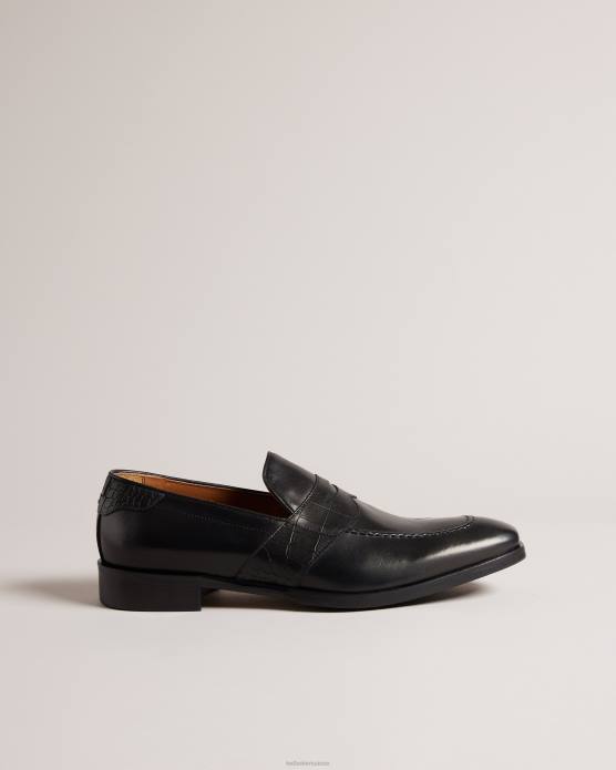 Ted Baker Hommes 60VD1794 chaussures mocassins formels en cuir effet crocodile antoinn noir