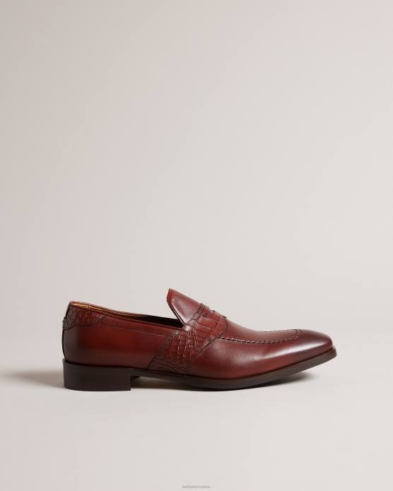 Ted Baker Hommes 60VD1796 chaussures mocassins formels en cuir effet crocodile antoinn chocolat brun