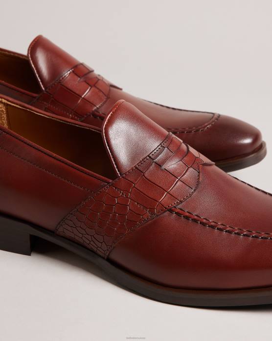 Ted Baker Hommes 60VD1796 chaussures mocassins formels en cuir effet crocodile antoinn chocolat brun