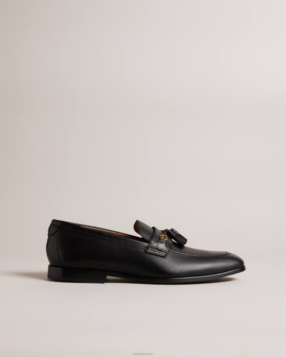 Ted Baker Hommes 60VD1853 chaussures mocassins en cuir ainsly avec détails de marque noir