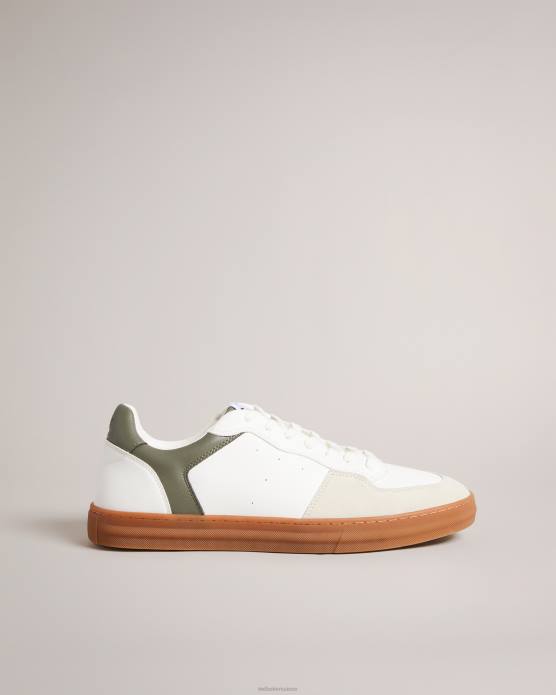 Ted Baker Hommes 60VD1818 chaussures baskets en cuir et daim barkerl vert foncé