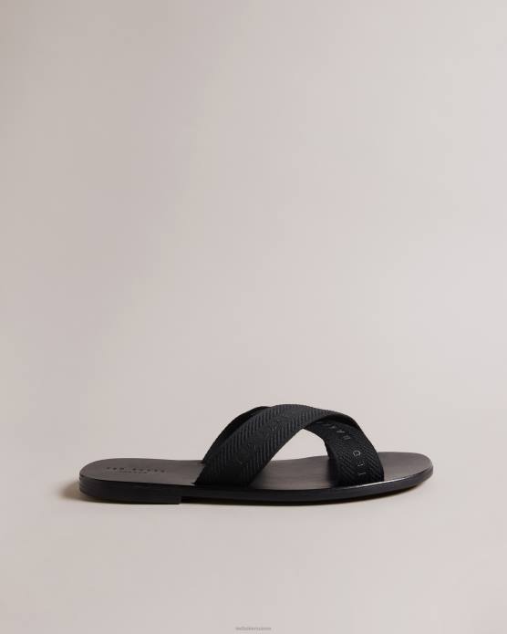 Ted Baker Hommes 60VD1872 chaussures Kaidenn - Claquettes croisées à sangles en sangle noir