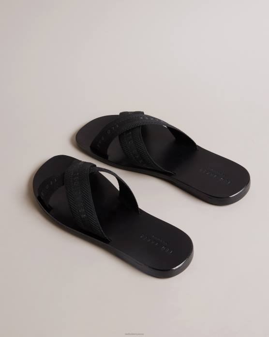 Ted Baker Hommes 60VD1872 chaussures Kaidenn - Claquettes croisées à sangles en sangle noir