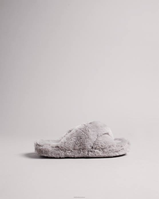 Ted Baker Hommes 60VD921 chaussures pantoufles lopply en fausse fourrure gris clair