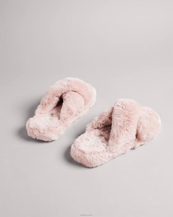Ted Baker Hommes 60VD923 chaussures pantoufles lopply en fausse fourrure rose foncé