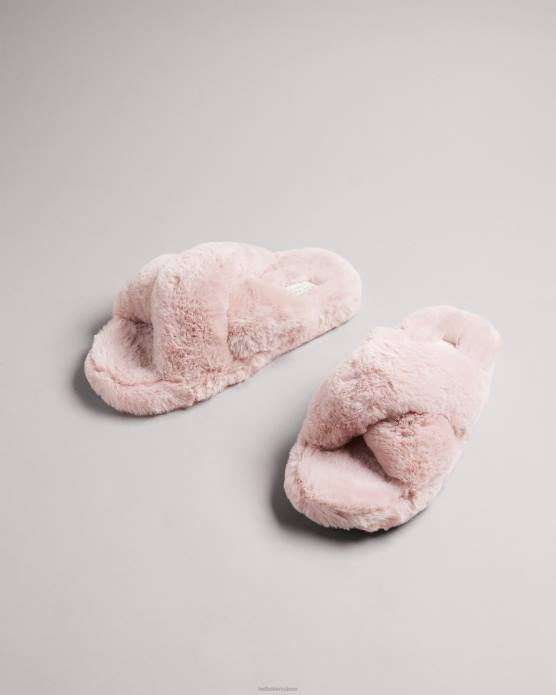 Ted Baker Hommes 60VD923 chaussures pantoufles lopply en fausse fourrure rose foncé
