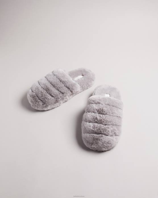 Ted Baker Hommes 60VD927 chaussures pantoufles lopsey en fausse fourrure gris clair